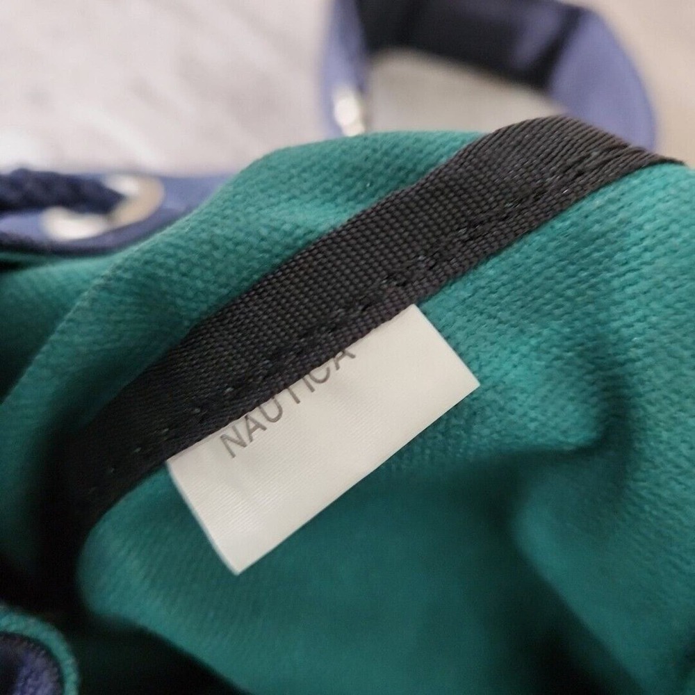 Vintage NAUTICA Green Blue Heavy Canvas Draw Pull String Sailor Seaman Sling Bag - Picture 10 of 13